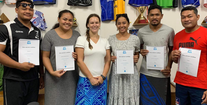 Xero Training From left to Right: Marini Pio Iusi, Sooleoso Palaamo, Chloe Oldfield, Ruth Ina Malolo, Filifiliga Siaosi, Ivahoe Iosia